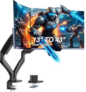 AVLT Dual Monitor Arm Desk Mount for 13-43" Screens, Heavy Duty - Black AVLT Dual Monitor Arm Desk Mount for 13-43" Screens, Heavy Duty - Black