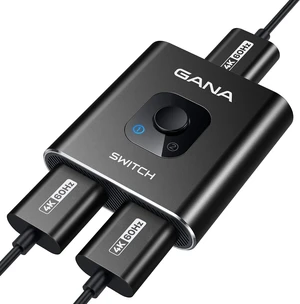 HDMI Switch 4k@60hz Splitter, GANA Aluminum Bidirectional HDMI Switcher 2 in 1 Out, Manual HDMI Hub Supports HD Compatible with Xbox PS5/4/3 Blu-Ray Player Fire Stick Roku HDMI Switch 4k@60hz Splitter, GANA Aluminum Bidirectional HDMI Switcher 2 in 1 Out, Manual HDMI Hub Supports HD Compatible with Xbox PS5/4/3 Blu-Ray Player Fire Stick Roku