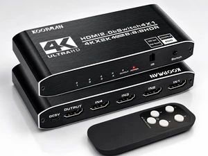 4k HDR HDMI Switch, Koopman 4 Ports HDMI 2.0 Switcher Selector with IR Remote Control, Supports HDCP 2.2 4K@60Hz UltraHD HDR10 3D HD1080P Dolby DST, HDMI Splitter for PS4 Xbox Apple TV Fire Stick 4k HDR HDMI Switch, Koopman 4 Ports HDMI 2.0 Switcher Selector with IR Remote Control, Supports HDCP 2.2 4K@60Hz UltraHD HDR10 3D HD1080P Dolby DST, HDMI Splitter for PS4 Xbox Apple TV Fire Stick