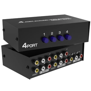 Fosmon 4-Way RCA Splitter AV Switcher 4 in 1 Out Audio Video Selector Box Fosmon 4-Way RCA Splitter AV Switcher 4 in 1 Out Audio Video Selector Box