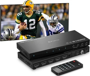 PORTTA HDMl Video Wall Controller 2x2 4K, Video Wall Processor with 11 Splicing Modes, RS232, 180° Rotate, Audio Extractor, 2x2,1x2,1x3,1x4,2x1,3x1x4x1, 4 tv Screens into 1 wall Display PORTTA HDMl Video Wall Controller 2x2 4K, Video Wall Processor with 11 Splicing Modes, RS232, 180° Rotate, Audio Extractor, 2x2,1x2,1x3,1x4,2x1,3x1x4x1, 4 tv Screens into 1 wall Display