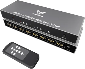7 Port 4K@60Hz HDMI Switch 7x1 Switcher Box Remote PS5 PC 7 Port 4K@60Hz HDMI Switch 7x1 Switcher Box Remote PS5 PC