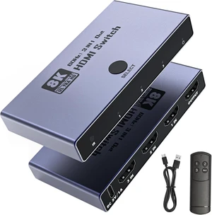 HDMI 2.1 Switch 3 in 1 Out, 8K@60Hz 4K@240Hz/120Hz 48Gbps HDMI Switcher HDMI 2.1 Switch 3 in 1 Out, 8K@60Hz 4K@240Hz/120Hz 48Gbps HDMI Switcher