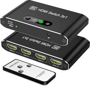 HDMI 2.1 Switch 3 in 1 Out,8K HDMI Splitter Switcher,Supports 4K@120Hz,8K@60Hz, 48Gbps Ultra HD HDMI Box, Aluminum Shell, Compatible with PS4/PS5, Xbox, Fire Stick, Apple TV, Roku, HD TV. HDMI 2.1 Switch 3 in 1 Out,8K HDMI Splitter Switcher,Supports 4K@120Hz,8K@60Hz, 48Gbps Ultra HD HDMI Box, Aluminum Shell, Compatible with PS4/PS5, Xbox, Fire Stick, Apple TV, Roku, HD TV.