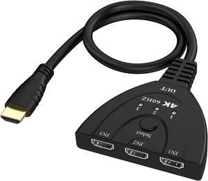HDMI Switch 3 in 1 Out 4K@60HzHDMI 2.0 Switch Splitter with Pigtail HDMI Cable, Supports HDR10+ 4K 30Hz 3D 1080P HDCP2.2 Compatible with Nintendo Switch PS5/4/3 Xbox Roku TV Fire Stick Blu-Ray Player HDMI Switch 3 in 1 Out 4K@60HzHDMI 2.0 Switch Splitter with Pigtail HDMI Cable, Supports HDR10+ 4K 30Hz 3D 1080P HDCP2.2 Compatible with Nintendo Switch PS5/4/3 Xbox Roku TV Fire Stick Blu-Ray Player