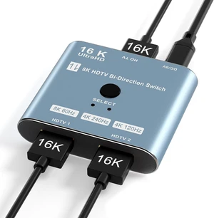 8K/16K Hdmi 2.1 Switcher 2 in 1 Out, Bidirectional Hdmi Splitter Support 4K@120HZ/240Hz 16K@30Hz/8K@60Hz DTS VRR HDR10+ Dolby, 48Gbps 2 Computers 1 Monitor Hdmi Switch for Switch PS5 Xbox Roku TV 8K/16K Hdmi 2.1 Switcher 2 in 1 Out, Bidirectional Hdmi Splitter Support 4K@120HZ/240Hz 16K@30Hz/8K@60Hz DTS VRR HDR10+ Dolby, 48Gbps 2 Computers 1 Monitor Hdmi Switch for Switch PS5 Xbox Roku TV