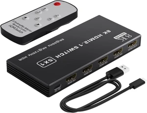 8K@60Hz HDMI Switch 5 in 1 Out Aluminum Support 4K@120Hz HDR + HDCP 2.3 CEC HDMI 2.1 Switcher Splitter with Power Adapter Compatible with PS5/4/3 Xbox Nintendo Switch Roku Apple TV Fire Stick 8K@60Hz HDMI Switch 5 in 1 Out Aluminum Support 4K@120Hz HDR + HDCP 2.3 CEC HDMI 2.1 Switcher Splitter with Power Adapter Compatible with PS5/4/3 Xbox Nintendo Switch Roku Apple TV Fire Stick