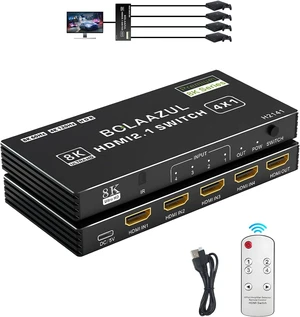 BolAAzuL 4K 120Hz HDMI 2.1 Switcher 4 in 1 Out 8K 60Hz 2K 144Hz with Remote BolAAzuL 4K 120Hz HDMI 2.1 Switcher 4 in 1 Out 8K 60Hz 2K 144Hz with Remote