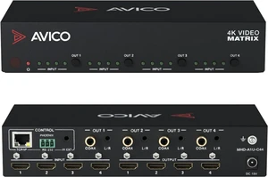 Avico 4x4 Video Matrix HDMI 2.0 | 4K60hz & 1080P Together | ARC | HDR | Dolby Vision | Downscaler | Web GUI | Switcher | Splitter | Home Assistant Avico 4x4 Video Matrix HDMI 2.0 | 4K60hz & 1080P Together | ARC | HDR | Dolby Vision | Downscaler | Web GUI | Switcher | Splitter | Home Assistant