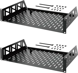 Tecmojo 2 Pack 2U Rack Shelf,19 inch Rack Mount Shelf 12 inch Depth,with Anti-Slip Stops,Server Rack Shelf and Network Shelf for 19 in Equipments, 55lbs Capacity of Vented 2U Shelf,Black,No Lip Tecmojo 2 Pack 2U Rack Shelf,19 inch Rack Mount Shelf 12 inch Depth,with Anti-Slip Stops,Server Rack Shelf and Network Shelf for 19 in Equipments, 55lbs Capacity of Vented 2U Shelf,Black,No Lip