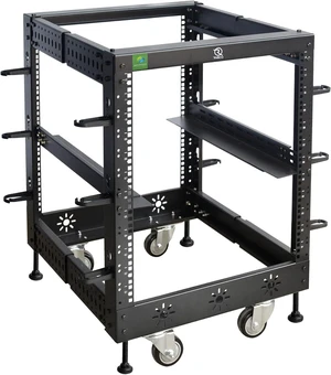 RIVECO 12U 19 Adjustable Depth Server Rack Support Up to 1700LBS Floor Standing 4 Post Rack with L Rails & Load-Bearing Casters Universal for Network Equipment Black RIVECO 12U 19 Adjustable Depth Server Rack Support Up to 1700LBS Floor Standing 4 Post Rack with L Rails & Load-Bearing Casters Universal for Network Equipment Black