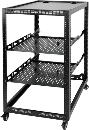 TECMOJO 20U Open Frame Network Rack for IT & AV Gear, 4-Post With Casters, Mobile With 2 PCS 1U Server Shelf & Mounting Hardware, for 19" Network, Audio and Video Device TECMOJO 20U Open Frame Network Rack for IT & AV Gear, 4-Post With Casters, Mobile With 2 PCS 1U Server Shelf & Mounting Hardware, for 19" Network, Audio and Video Device