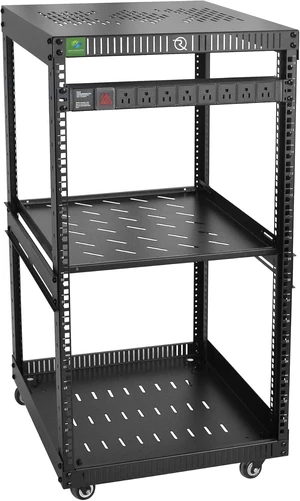 RIVECO OFCO 18U Network Rack with Reinforced Top & Bottom Vented Plates - 4 Rolling Wheels Floor Standing Rack for 19" Equipment & Stereo Gear - Including 1PCS Rack Shelf & Rail Mount PDU RIVECO OFCO 18U Network Rack with Reinforced Top & Bottom Vented Plates - 4 Rolling Wheels Floor Standing Rack for 19" Equipment & Stereo Gear - Including 1PCS Rack Shelf & Rail Mount PDU