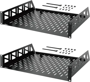 Tecmojo 2 Pack 2U Rack Shelf,19 inch Rack Mount Shelf 14 inch Depth,with Anti-Slip Stops,Server Rack Shelf and Network Shelf for 19 in Equipments, 55lbs Capacity of Vented 2U Shelf,Black,No Lip Tecmojo 2 Pack 2U Rack Shelf,19 inch Rack Mount Shelf 14 inch Depth,with Anti-Slip Stops,Server Rack Shelf and Network Shelf for 19 in Equipments, 55lbs Capacity of Vented 2U Shelf,Black,No Lip