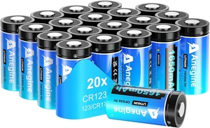 anegine CR123A 3V Lithium Battery 1650mAh, 123A Lithium Batteries 10 Years Shelf Life CR123 3 Volt High Power CR17345 CR17335 Non-Rechargeable | Built to Last (CR123A 20 Count (Pack of 1))