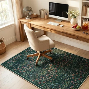 Floral Office Chair Mat for Hardwood & Tile Floor, 48"x60" Desk Chair Mat for Home Office, Under Desk Rug for Rolling Chair, Non Slip Computer Chair Mat, Low-Pile Carpet Protector Rug