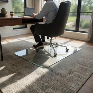 Glass Office Chair Mat 36x42, Chiaro, for Carpet & Hard Floors Glass Office Chair Mat 36x42, Chiaro, for Carpet & Hard Floors