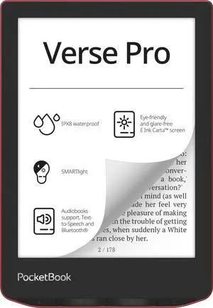 PocketBook Verse Pro Red | Waterproof | 6'' Touchscreen | Audio-Book & E-Book Reader | SMARTlight | WiFi & Bluetooth PocketBook Verse Pro Red | Waterproof | 6'' Touchscreen | Audio-Book & E-Book Reader | SMARTlight | WiFi & Bluetooth