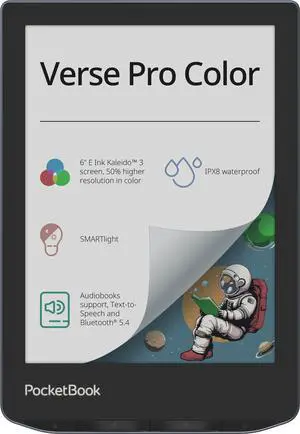 PocketBook Verse Pro Color | Super Thin and Compact 6" e-Reader | Color Screen E Ink Kaleido 3 Eye-Safe and Glare-Free | Text-to-Speech & Bluetooth | Audiobooks | SMARTlight | IPX8 Waterproof PocketBook Verse Pro Color | Super Thin and Compact 6" e-Reader | Color Screen E Ink Kaleido 3 Eye-Safe and Glare-Free | Text-to-Speech & Bluetooth | Audiobooks | SMARTlight | IPX8 Waterproof