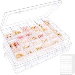 2 Pack Clear Bead Organizer Tackle Box with Adjustable Dividers for Jewelry Art Craft Containers 36 Grids Compartment with 5 Sheets Label Stickers 2 Pack Clear Bead Organizer Tackle Box with Adjustable Dividers for Jewelry Art Craft Containers 36 Grids Compartment with 5 Sheets Label Stickers