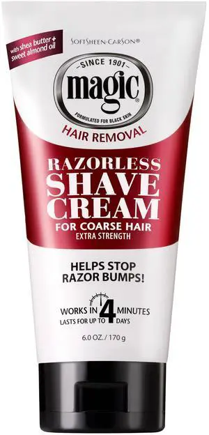 Carson Magic Razorless Shaving Cream, Depilatory Hair Removal Cream for Body Hair, Extra Strength, Works in 4 Minutes for, 6 oz Carson Magic Razorless Shaving Cream, Depilatory Hair Removal Cream for Body Hair, Extra Strength, Works in 4 Minutes for, 6 oz