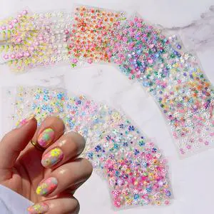 Colorful Cute Daisy, Floral, Heart, Flower Nail Art Stickers Decals, 3D Self Adhesive Supplies, Design Decoration Accessories for Women and Girls, 30 Sheets Colorful Cute Daisy, Floral, Heart, Flower Nail Art Stickers Decals, 3D Self Adhesive Supplies, Design Decoration Accessories for Women and Girls, 30 Sheets