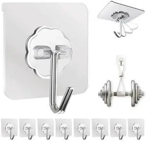 Adhesive Wall Hooks for Hanging Heavy Duty 50 lbs Large Hooks for Walls No Damage, Towel Sticky Clear Hook, Waterproof, Home, Bathroom, Kitchen, Office, and Outdoor 10 Pack Adhesive Wall Hooks for Hanging Heavy Duty 50 lbs Large Hooks for Walls No Damage, Towel Sticky Clear Hook, Waterproof, Home, Bathroom, Kitchen, Office, and Outdoor 10 Pack