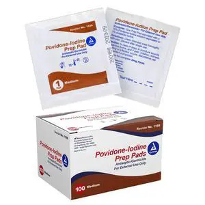 Povidone-Iodine Prep Pads, Saturated with Povidone Iodine 10%, Medical-Grade Antiseptic Wipes for Prepping prior Minor Procedures, Medium, 1 Case of 100 Prep Pads Povidone-Iodine Prep Pads, Saturated with Povidone Iodine 10%, Medical-Grade Antiseptic Wipes for Prepping prior Minor Procedures, Medium, 1 Case of 100 Prep Pads