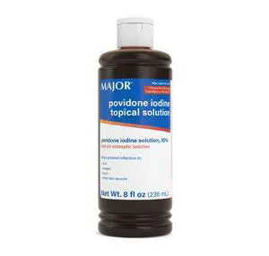 Major 10% Povidone-Iodine Liquid Topical Solution, USP - Topical Antiseptic for Cuts, Scrapes, Burns, and Minor Skin Wounds - 8 Fl. Oz. Major 10% Povidone-Iodine Liquid Topical Solution, USP - Topical Antiseptic for Cuts, Scrapes, Burns, and Minor Skin Wounds - 8 Fl. Oz.