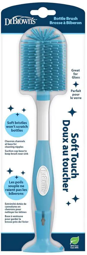 Dr. Brown's Soft Touch No Scratch Baby Bottle Cleaning Brush Nipple Cleaner with Stand and Storage Clip, BPA Free, Blue 1-Pack Dr. Brown's Soft Touch No Scratch Baby Bottle Cleaning Brush Nipple Cleaner with Stand and Storage Clip, BPA Free, Blue 1-Pack