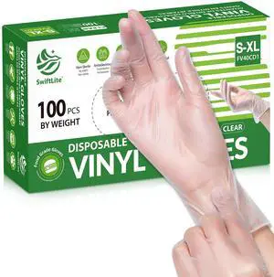Disposable Vinyl Gloves, Food Safe, Latex-Free Powder-Free Clear Plastic Gloves for Cooking, House Clean, Food Prep (100, Medium) Disposable Vinyl Gloves, Food Safe, Latex-Free Powder-Free Clear Plastic Gloves for Cooking, House Clean, Food Prep (100, Medium)