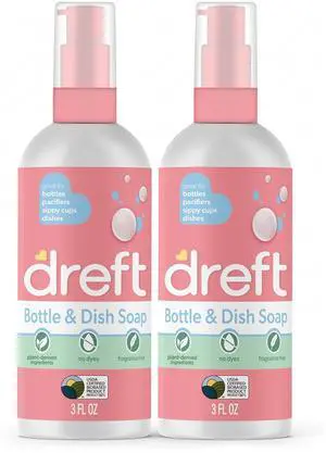 Dreft Bottle and Dish Soap | Made to Clean Baby Bottles, Sippy Cups, Pacifiers, Breast Pumps, & More | Gently Removes Milk Film & Odors | Plant Based, Fragrance Free Dish Soap | 3 Fl Oz (Pack of 2) Dreft Bottle and Dish Soap | Made to Clean Baby Bottles, Sippy Cups, Pacifiers, Breast Pumps, & More | Gently Removes Milk Film & Odors | Plant Based, Fragrance Free Dish Soap | 3 Fl Oz (Pack of 2)