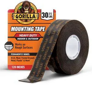 Gorilla Heavy Duty Double Sided Mounting Tape, Black Tape, 1" x 120" (Pack of 1) - Weatherproof for Indoor or Outdoor Gorilla Heavy Duty Double Sided Mounting Tape, Black Tape, 1" x 120" (Pack of 1) - Weatherproof for Indoor or Outdoor
