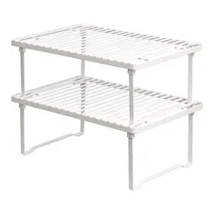 Amazon Basics Space-Saving Stackable Metal Kitchen Cabinet Organizer Shelves for Dishes, Pantry Organization, 12.5" L x 8" D x 4.5" H, Set of 2, White Amazon Basics Space-Saving Stackable Metal Kitchen Cabinet Organizer Shelves for Dishes, Pantry Organization, 12.5" L x 8" D x 4.5" H, Set of 2, White