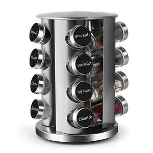 DOUBLE 2 C Revolving Countertop Spice Rack Stainless Steel Seasoning Storage Organization,Spice Carousel Tower for Kitchen Set of 16 Jars (16Jars) DOUBLE 2 C Revolving Countertop Spice Rack Stainless Steel Seasoning Storage Organization,Spice Carousel Tower for Kitchen Set of 16 Jars (16Jars)