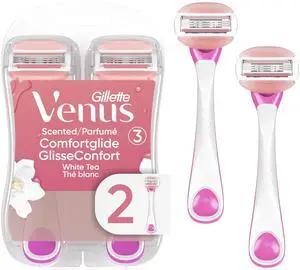 Gillette Venus ComfortGlide Disposable Razors for Women, 2 Count, White Tea Scented Moisture Bars for a Smooth Shave Gillette Venus ComfortGlide Disposable Razors for Women, 2 Count, White Tea Scented Moisture Bars for a Smooth Shave
