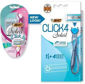 BIC Soleil Bella Click Women's 4-Blade Disposable Razor, 1 Handle and 4 Cartridges BIC Soleil Bella Click Women's 4-Blade Disposable Razor, 1 Handle and 4 Cartridges