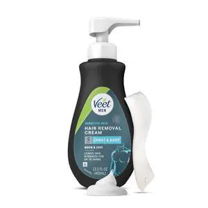 Veet Hair Removal Cream For Men, 5 Min Sensitive Skin, Hair Removal Gel For Body, Chest & Back, Dermatologically Tested, 13.5 FL OZ w/ Spatula Veet Hair Removal Cream For Men, 5 Min Sensitive Skin, Hair Removal Gel For Body, Chest & Back, Dermatologically Tested, 13.5 FL OZ w/ Spatula