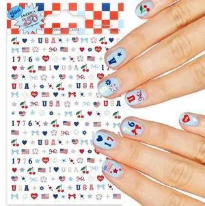 xo, Fetti America 250 Nail Stickers - 948 Stickers, 4 Sheet Pack | USA Nails, Patriotic, 4th of July, Red White Blue, America, Stars, Cherries, 1776, Hearts, Fireworks xo, Fetti America 250 Nail Stickers - 948 Stickers, 4 Sheet Pack | USA Nails, Patriotic, 4th of July, Red White Blue, America, Stars, Cherries, 1776, Hearts, Fireworks