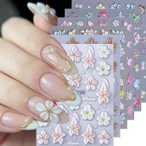 Flower Nail Art Stickers Decals 6PCS 5D Embossed Hibiscus Nail Stickers Self Adhesive White Pink Hawaiian Floral Petals Summer Spring Flower Nail Art Decoration DIY Supplies for Women Flower Nail Art Stickers Decals 6PCS 5D Embossed Hibiscus Nail Stickers Self Adhesive White Pink Hawaiian Floral Petals Summer Spring Flower Nail Art Decoration DIY Supplies for Women