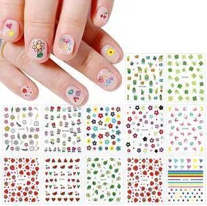 JMEOWIO 14 Sheets Cute Nail Stickers for Kids Nail Art Stickers Decals Self-Adhesive Pegatinas Uñas Rainbow Flower Fruit Nail Supplies Nail Art Design Decoration Accessories JMEOWIO 14 Sheets Cute Nail Stickers for Kids Nail Art Stickers Decals Self-Adhesive Pegatinas Uñas Rainbow Flower Fruit Nail Supplies Nail Art Design Decoration Accessories