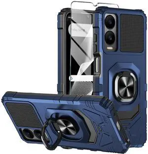 Mocotto for Cricket Icon 6 Phone Case/AT&T Verge Case with Tempered Glass Screen Protector,Military Grade Heavy Duty Shockproof Protective Cover,with Ring Kickstand (Cricket Icon 6, Blue) Mocotto for Cricket Icon 6 Phone Case/AT&T Verge Case with Tempered Glass Screen Protector,Military Grade Heavy Duty Shockproof Protective Cover,with Ring Kickstand (Cricket Icon 6, Blue)
