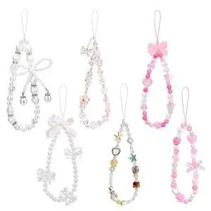 6 Pcs Phone Charm, White Pink Butterfly Bow Camera Wrist Hand Strap Cute Pearl Beaded Bracelet Lanyard Flower Cell Phone Charms Strap For Camera Keychain Wallet Bag Decor Accessories Women Gifts 6 Pcs Phone Charm, White Pink Butterfly Bow Camera Wrist Hand Strap Cute Pearl Beaded Bracelet Lanyard Flower Cell Phone Charms Strap For Camera Keychain Wallet Bag Decor Accessories Women Gifts