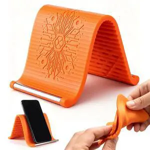 Starsurp Portable Foldable Silicone Aluminum Phone Holder, 2026 New Flexible Silicone Phone Holder, Folded into Any Shape, Universal Adjustable Anti-Slip Desktop Mount for Home Office Travel (Orange) Starsurp Portable Foldable Silicone Aluminum Phone Holder, 2026 New Flexible Silicone Phone Holder, Folded into Any Shape, Universal Adjustable Anti-Slip Desktop Mount for Home Office Travel (Orange)