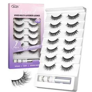 GAQQI False Eyelashes Wispy Lashes Strips Lashes, Wispy Fake Eyelashes Kit With Lash Glue, Reusable Soft Faux Mink Material, 7 Pairs (Style 276) GAQQI False Eyelashes Wispy Lashes Strips Lashes, Wispy Fake Eyelashes Kit With Lash Glue, Reusable Soft Faux Mink Material, 7 Pairs (Style 276)