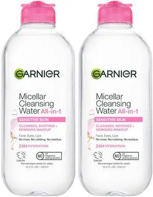 Micellar Water, Hydrating Facial Cleanser & Makeup Remover, Suitable for Sensitive Skin, Vegan, Cruelty Free, 13.5 Fl Oz (400mL), 2 Count Micellar Water, Hydrating Facial Cleanser & Makeup Remover, Suitable for Sensitive Skin, Vegan, Cruelty Free, 13.5 Fl Oz (400mL), 2 Count