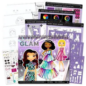 Fashion Angels Glam Fashion Sketch Set, Includes Sketch Pad with Stencils & Stickers, Fashion Design Sketch Book for Girls, Ideal Drawing Kit for Kids Fashion Angels Glam Fashion Sketch Set, Includes Sketch Pad with Stencils & Stickers, Fashion Design Sketch Book for Girls, Ideal Drawing Kit for Kids
