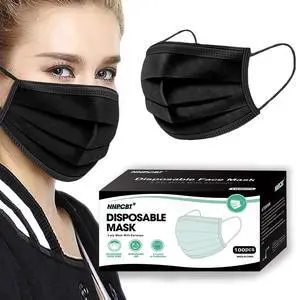 NNPCBT 100PCS 3 Ply Black Disposable Face Mask Filter Protection Face Masks NNPCBT 100PCS 3 Ply Black Disposable Face Mask Filter Protection Face Masks