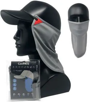 CoolNES - UV Sun Protection Neck Drape Adjustable Multifunctional 2 in 1 Face Covering for Outdoor Fishing - Unisex LightGray CoolNES - UV Sun Protection Neck Drape Adjustable Multifunctional 2 in 1 Face Covering for Outdoor Fishing - Unisex LightGray