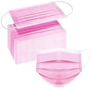 DC-BEAUTIFUL 100 Pcs Pink Disposable 3 Ply Earloop Face Masks,Fit for Adults DC-BEAUTIFUL 100 Pcs Pink Disposable 3 Ply Earloop Face Masks,Fit for Adults